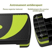HOMCOM Aerobic Fitness Step, Stepper reglabil la 3 inaltimi 10-15-20 cm pentru antrenament acasa si la sala, albastru si negru(m-6)