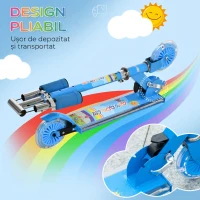 HOMCOM Trotinetă pentru copii 3-7 ani, pliabilă, cu 2 roți, înălțime reglabilă, 67x32x65-78 cm, albastră(m-6)