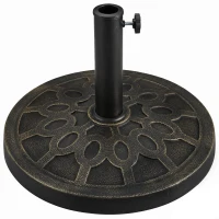 Outsunny Bază rotundă pentru umbrelă, pentru stâlpi de Ø38 și Ø48 mm, din rășină și oțel, Ø45 cm, bronz(m-1)