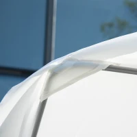 Outsunny Sonnenliege rollbar Campingliege mit Kopfkissen, Dach UV-beständig und wasserabweisend Gartenliege Liegestuhl bis 220kg belastbar für Balkon, Garten, Cremeweiß(m-9)