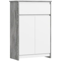 kleankin Dulap de Baie Independent cu Sertar și Uși Duble, Gri-Alb(m-1)