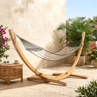 Outsunny Support pied de hamac structure robuste en bois de pin charge max. 120 Kg dim. 325L x 120l x 118H cm bois naturel(m-9)