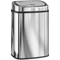 HOMCOM Coș de gunoi cu senzor infraroșu 50L, 2 moduri de deschidere, oțel inoxidabil, argintiu(m-1)