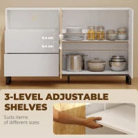 HOMCOM Bufet Modern 140 cm cu Poliță Deschisă, Alb și Stejar(m-6)