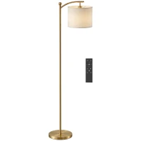 HOMCOM Lampadar LED cu Telecomandă, Lumină Reglabilă în 11 Temperaturi de Culoare și 11 Niveluri de Luminozitate, Auriu(m-11)