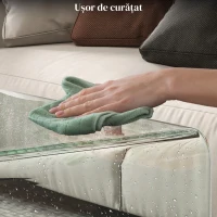 HOMCOM Masă Modernă din Sticlă Securizată pentru Living cu Design dintr-o Singură Piesă, 100x50x35 cm, Transparentă(m-6)