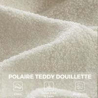 HOMCOM Fauteuil de Salon avec Repose-Pied, Fauteuil d'Appoint Capitonné en Peluche Teddy, Dossier Haut, Poches Latérales, Beige(m-6)