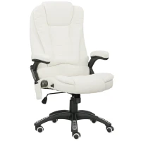 Vinsetto Scaun de Birou Reclinabil cu Masaj, Înălțime Reglabilă, Telecomandă, Textil cu Aspect de In, Crem(m-1)