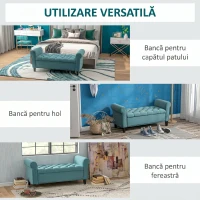 HOMCOM Bancă pentru Capătul Patului din Material Catifelat cu Compartiment de Depozitare și Mânere, 126x48.5x57 cm, Verde(m-7)