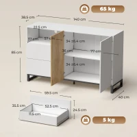 HOMCOM Bufet Modern 140 cm cu Poliță Deschisă, Alb și Stejar(m-3)