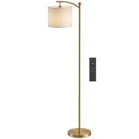 HOMCOM Lampadar LED cu Telecomandă, Lumină Reglabilă în 11 Temperaturi de Culoare și 11 Niveluri de Luminozitate, Auriu(m-12)