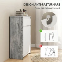 kleankin Dulap de Baie Independent cu Sertar și Uși Duble, Gri-Alb(m-6)