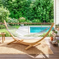 Outsunny Support pied de hamac structure robuste en bois de pin charge max. 120 Kg dim. 325L x 120l x 118H cm bois naturel(m-8)