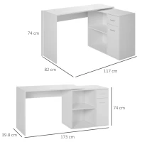 HomCom birou unghiular cu doua forme, 117x82x74 cm, alb | AOSOM RO(m-10)