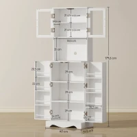 HOMCOM Buffet haut cuisine armoire de cuisine 4 portes 8 porte-épices plan de travail étagère réglable 60x39,5x179,6cm blanc(m-3)