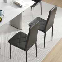 HOMCOM Set de 2 Scaune de Sufragerie Moderne cu Spătar Înalt din Piele Ecologică și Oțel, 41x50x97 cm, Negru(m-9)