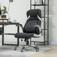 Vinsetto Linen-Look Office Chair, with Adjustable Height and Tension - Black(m-10)