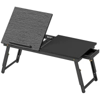 HOMCOM Suport Monitor Inclinabil și Reglabil cu Sertar Lateral, din Lemn, 83,5x33x23,5-34 cm, Negru(m-1)