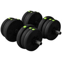 SPORTNOW Haltères 2 en 1 réglables, haltères libres avec poignées antidérapantes, 20 KG - Barres incluses(m-1)