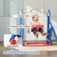 AIYAPLAY Tobogan copii 4 în 1 cu leagăn, scară de cățărare și coș de baschet, 18-48 luni, albastru închis(m-6)