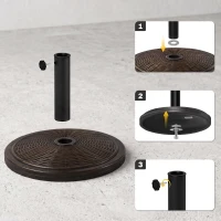 Outsunny Baza pentru Umbrela din Ciment si Plastic de 14kg, Postament pentru Umbrela de Gradina cu Efect Ratan, Bronz(m-7)