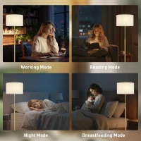 HOMCOM Floor Lamp with Remote, Height Adjustable Standing Lamp with Linen Shade, Dimmable with 3000K-6000K Adjustable Colour Temperatures, Foot Switch for Living Room Bedroom Office, Gold Tone(m-7)