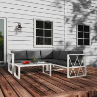 Outsunny Set Mobilier de Grădină cu Fotoliu Rabatabil, 2 Canapele cu Perne și Măsuță, Gri(m-9)