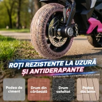 HOMCOM Motocicletă Electrică, 6 V, cu 3 Roți, pentru Copii de 3-5 Ani, Roz(m-6)