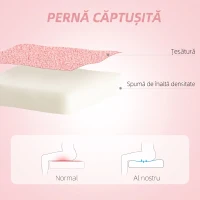 HOMCOM Scaun de Birou Rotativ cu Spătar în Formă de Inimă, Înălțime Reglabilă, Țesătură Teddy, 45x56x78-88 cm, Roz(m-4)