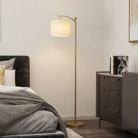 HOMCOM Lampadar LED cu Telecomandă, Lumină Reglabilă în 11 Temperaturi de Culoare și 11 Niveluri de Luminozitate, Auriu(m-9)