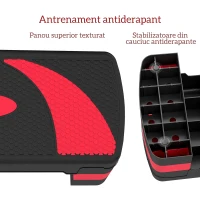 HOMCOM Step aerobic fitness reglabil pe 3 înălțimi, din plastic, 80x31x10/15/20 cm, roșu și negru(m-6)