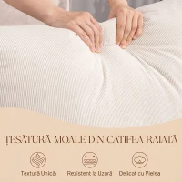 HOMCOM Balansoar din Catifea Fină cu Suport Picioare, Spătar Reclinabil, Stil Scandinav, Crem(m-7)