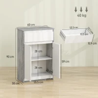 kleankin Dulap de Baie Independent cu Sertar și Uși Duble, Gri-Alb(m-3)