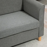 HOMCOM 2 Sitzer Sofa, Couch mit Holzbeine, Leinenoptik, Gepolsterter Polstersofa, Doppelsofa im Modern-Stil für Wohnzimmer, Schlafzimmer, Grau(m-8)