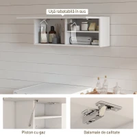 HOMCOM Dulap Suspendat pentru Baie cu Ușă Rabatabilă și Rafturi, 80x25x30 cm, Alb(m-6)