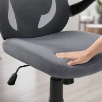 HOMCOM Chaise Bureau Ergonomique avec Accoudoirs 3D et Appui-Tête Réglable, Fauteuil de Bureau en Maille, Gris(m-12)