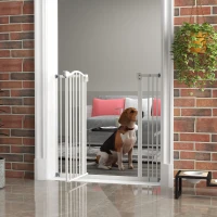PawHut Barreira de Segurança para Animais Extensível 74-100x94 cm Fixação por Pressão (sem perfurar) Branco(m-2)
