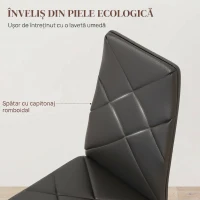 HOMCOM Set de 2 Scaune de Sufragerie Moderne cu Spătar Înalt din Piele Ecologică și Oțel, 41x50x97 cm, Negru(m-5)