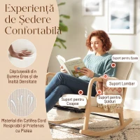 HOMCOM Balansoar din Catifea Fină cu Suport Picioare, Spătar Reclinabil, Stil Scandinav, Crem(m-6)