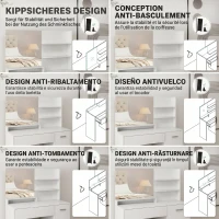 HOMCOM Masă de Toaletă pentru Machiaj cu Oglindă și Taburet, Sertar, Dulap și Rafturi din Lemn, Alb(m-8)
