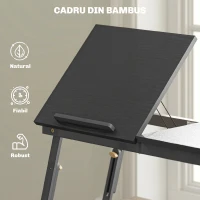 HOMCOM Suport Monitor Inclinabil și Reglabil cu Sertar Lateral, din Lemn, 83,5x33x23,5-34 cm, Negru(m-7)