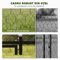 PawHut Adăpost pentru Găini de Exterior, 3x1x1m, din Oțel Zincat cu Semi-Acoperiș Impermeabil, Negru(m-6)