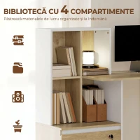 HOMCOM Birou cu Raft și Sertar cu Încuietoare și 2 Chei, Format A4, Letter, Legal, Birou Compact, 126 x 50 x 109 cm, Alb(m-4)