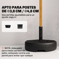 Outsunny Base de Pared para Sombrilla Ø38/48 mm Soporte Semicircular de Parasol Rellenable de Arena 21 kg o Agua 18 kg Negro(m-4)