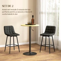 HOMCOM Set 2 Scaune de Bucătărie Stil Nordic din Material Textil cu Efect de Catifea și Metal, 45x47x84 cm, Negru(m-4)