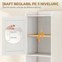 HOMCOM Coloană Baie cu Coș Rabatabil, Dulap Îngust cu Rafturi, Alb(m-6)