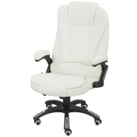 Vinsetto Scaun de Birou Reclinabil cu Masaj, Înălțime Reglabilă, Telecomandă, Textil cu Aspect de In, Crem(m-12)