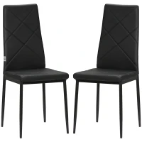 HOMCOM Set de 2 Scaune de Sufragerie Moderne cu Spătar Înalt din Piele Ecologică și Oțel, 41x50x97 cm, Negru(m-13)