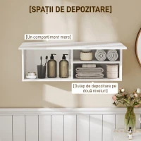 HOMCOM Dulap Suspendat pentru Baie cu Ușă Rabatabilă și Rafturi, 80x25x30 cm, Alb(m-5)