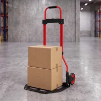 HOMCOM Carretilla Plegable con Mango Telescópico Ajustable Carga 60 kg Carretilla de Mano con Ruedas para Garaje Oficina Rojo(m-10)